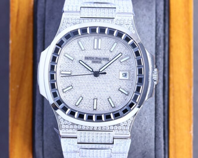 💎💎Rolex -Replica- Steel Watch King - Nautilus -Fully Diamond Encrusted-5