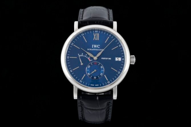 IWC-Replica -Portofino Hand-Wound Eight Days Watch-Leather-Blue