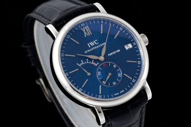 IWC-Replica -Portofino Hand-Wound Eight Days Watch-Leather-Blue