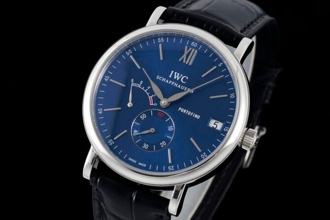 IWC-Replica -Portofino Hand-Wound Eight Days Watch-Leather-Blue