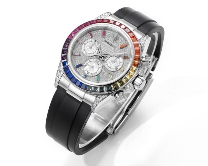  💎Rolex-Replica- Rainbow Bezel- Cosmograph Daytona -7750 Mechanical Movement - White