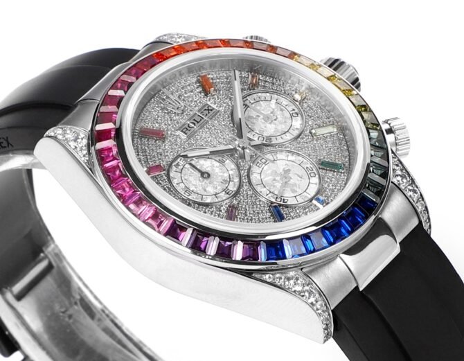  💎Rolex-Replica- Rainbow Bezel- Cosmograph Daytona -7750 Mechanical Movement - White