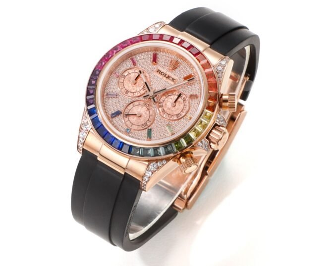  💎Rolex-Replica- Rainbow Bezel- Cosmograph Daytona -7750 Mechanical Movement - Gold