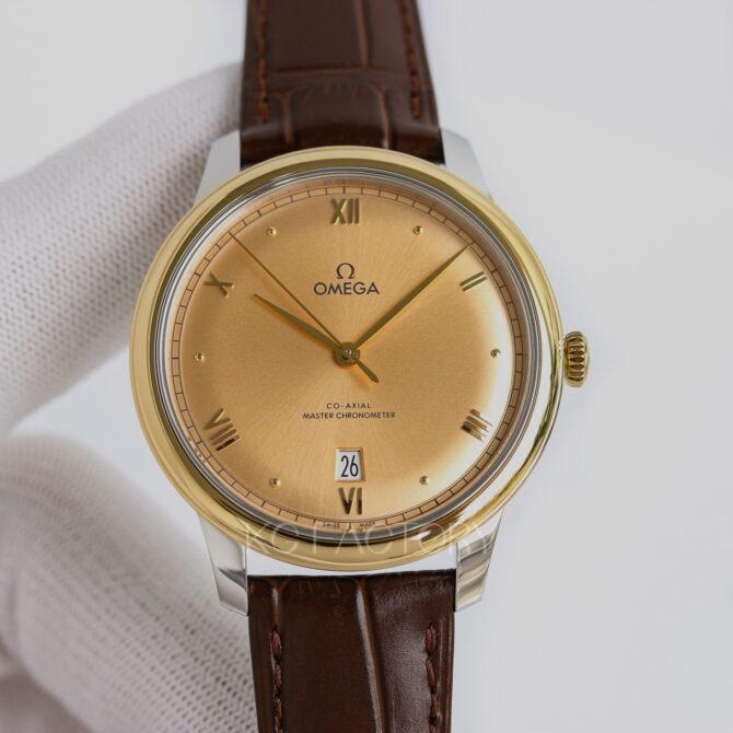 OMEGA-Replica -De Ville Prestige Co-Axial Master Chronometer 40mm-Leather-Gold&White