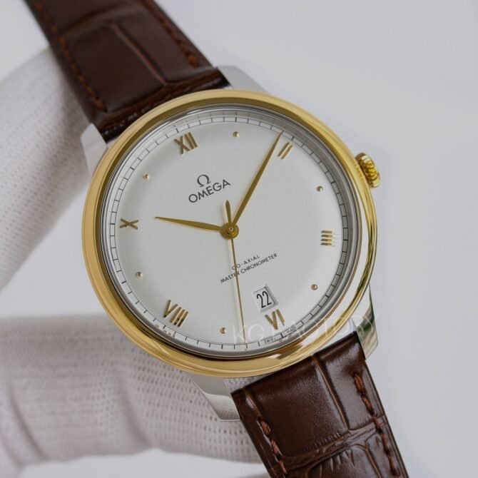 OMEGA-Replica -De Ville Prestige Co-Axial Master Chronometer 40mm-Leather-Gold&White